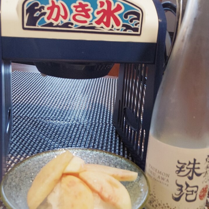 ひんやり酒いーつ、桃かき氷日本酒霙